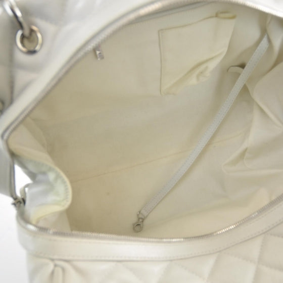 Caviar Quilted Large Timeless Bowler White