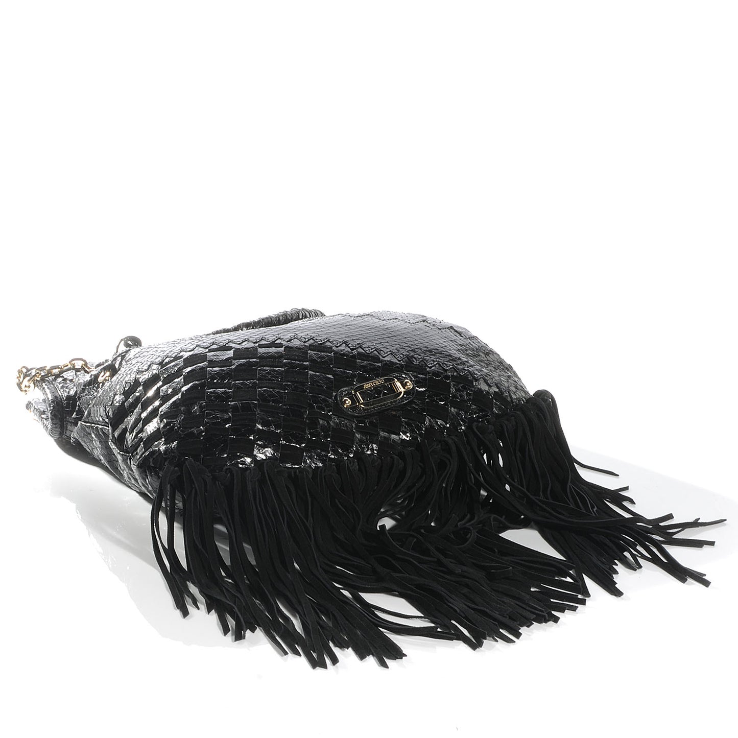 Python Suede Fringe Tatum Shopper Tote Black