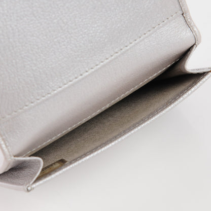 Chanel Goatskin Camellia Card Holder Wallet Silver 6 of 9