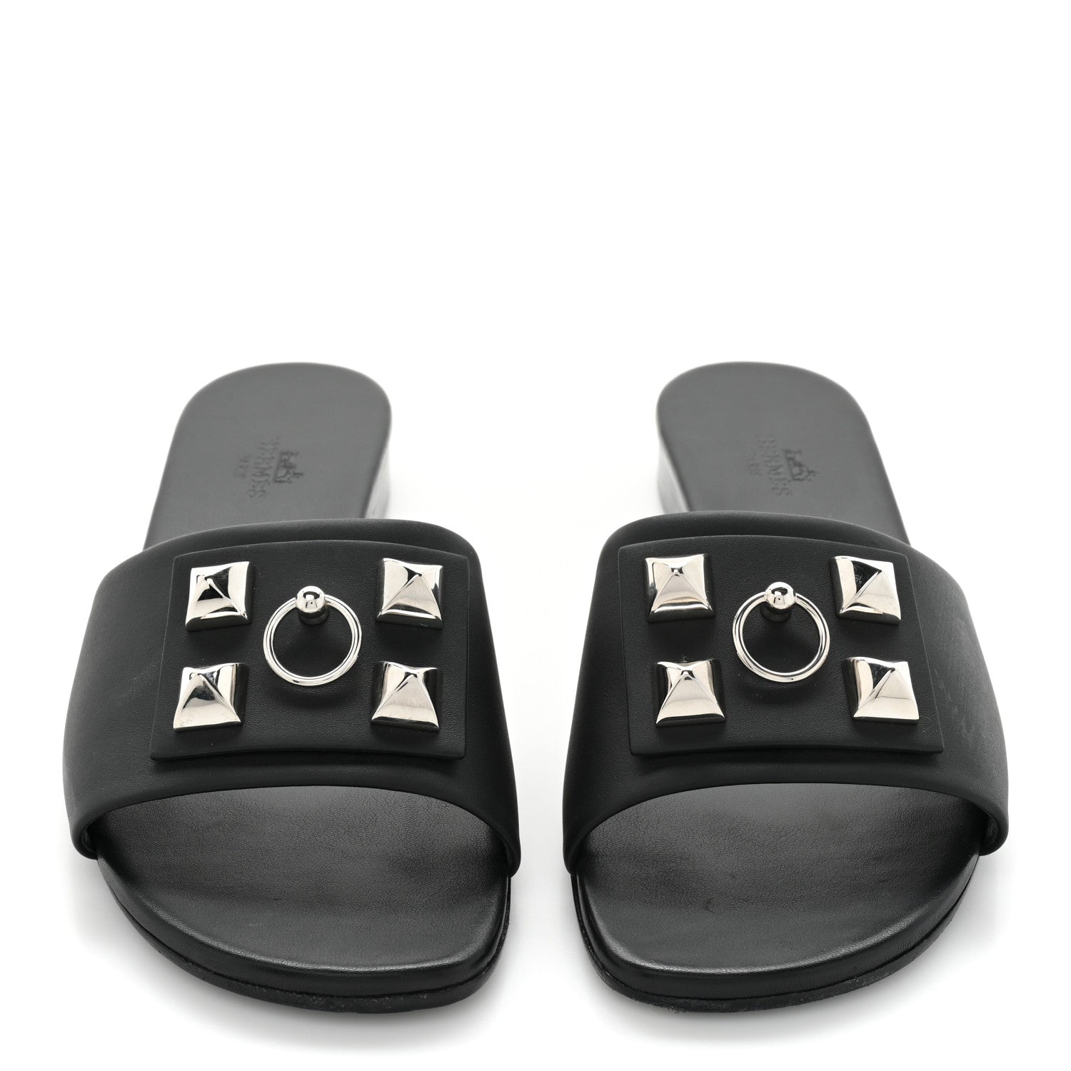 Hermes Calfskin Dune Sandals 37 Black 2 of 11