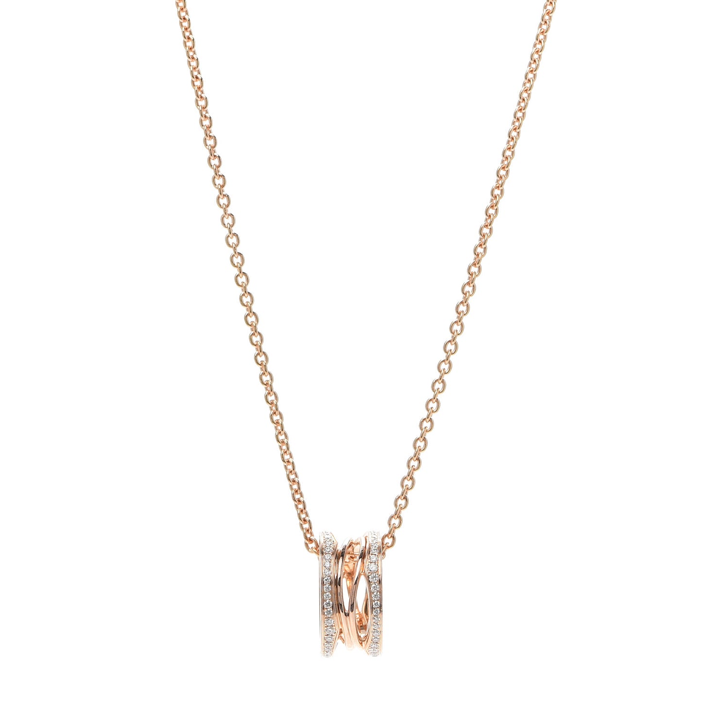 18K Rose Gold Diamond B.Zero1 Open Legends Pendant Necklace