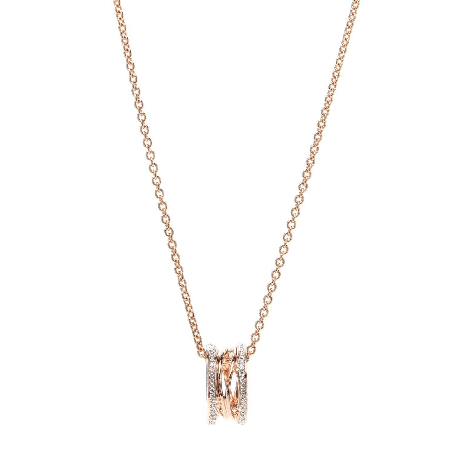 Bulgari 18K Rose Gold Diamond B.Zero1 Open Legends Pendant Necklace 1 of 9