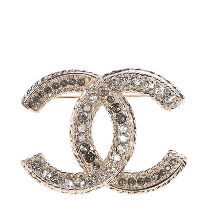 Chanel Crystal CC Brooch Light Gold 1 of 5