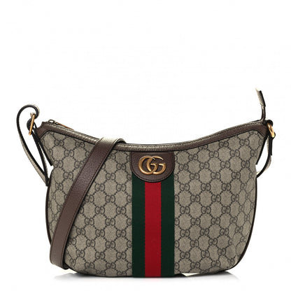 Gucci GG Supreme Monogram Web Small Ophidia Half Moon Hobo Brown 1 of 4