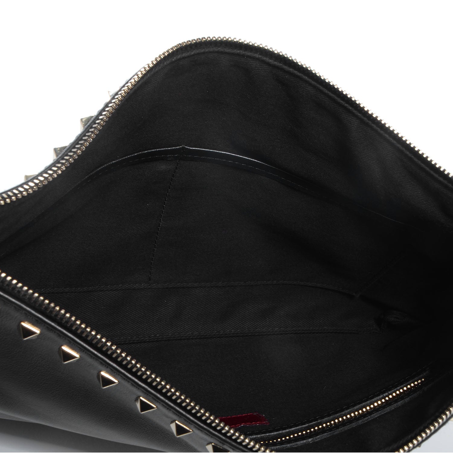 Valentino Garavani Vitello Large Rockstud Zip Wristlet Pouch Black 7 of 8