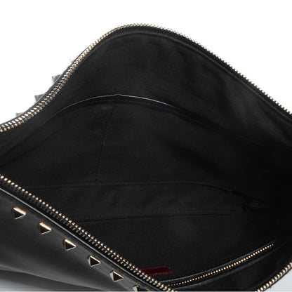 Valentino Garavani Vitello Large Rockstud Zip Wristlet Pouch Black 7 of 8