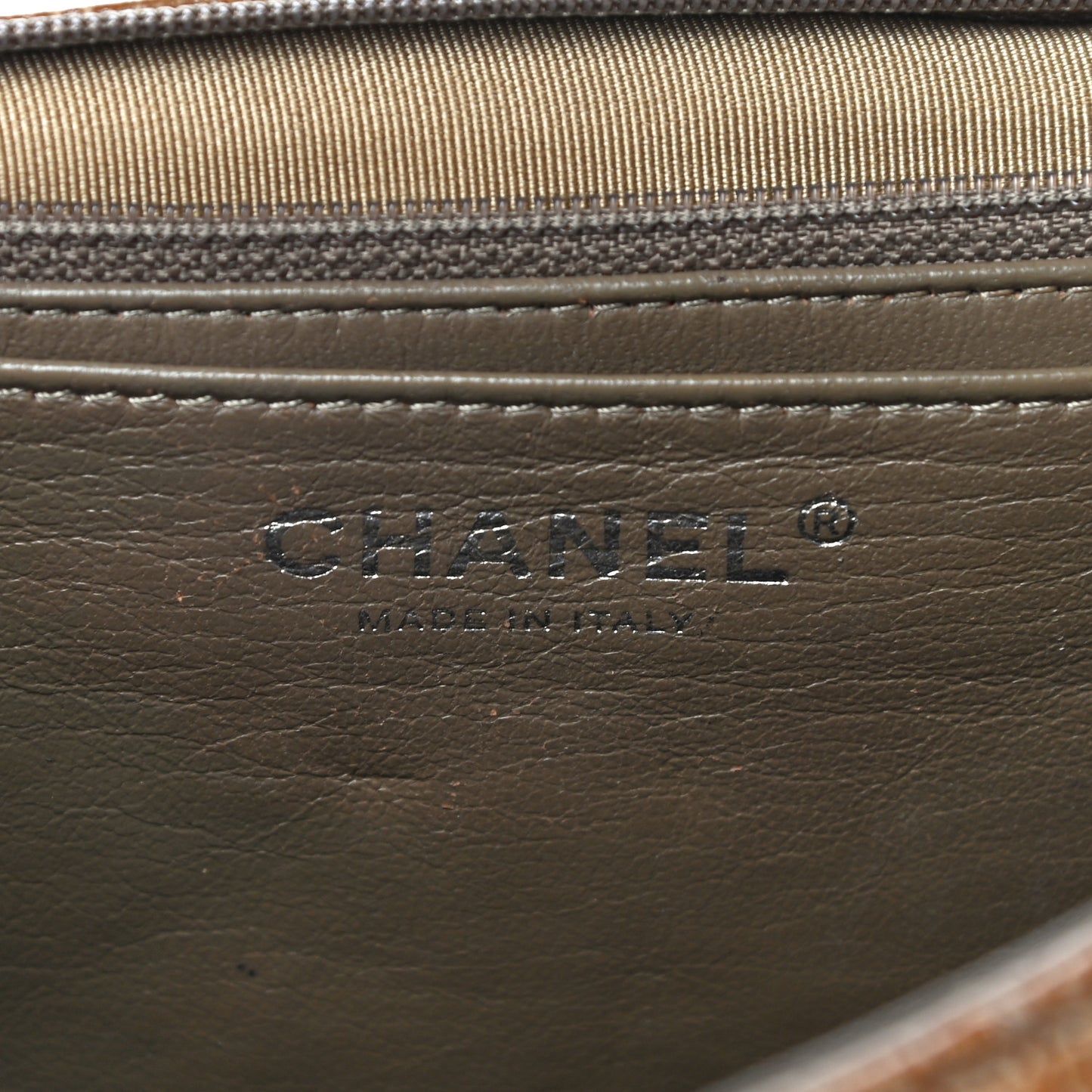 Crinkled Patent Quilted Jumbo Single Flap Beige