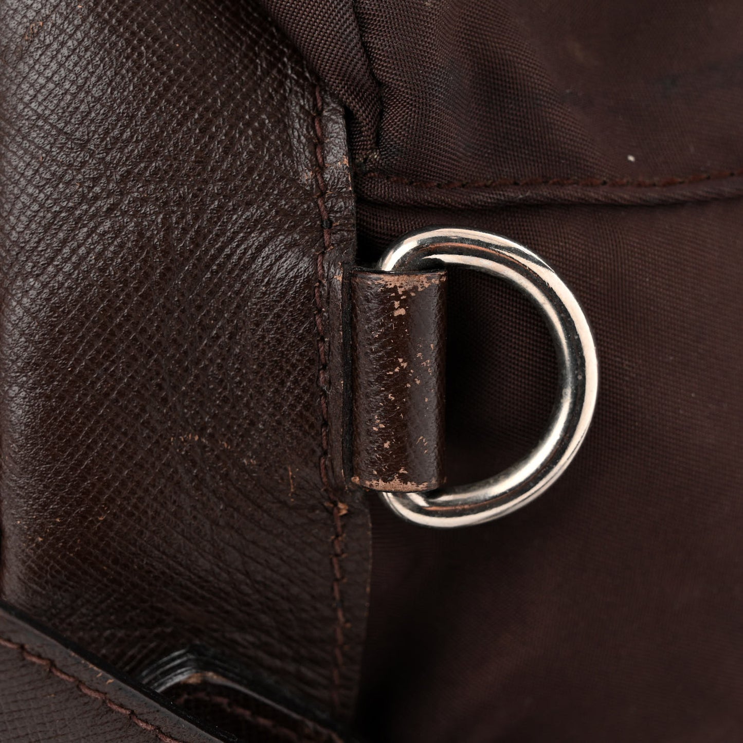 Nylon Vela Saffiano Medium Backpack Ebano