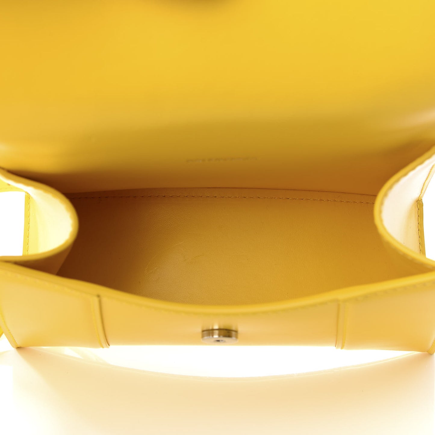 Shiny Box Calfskin Hourglass Top Handle Bag XS Yellow