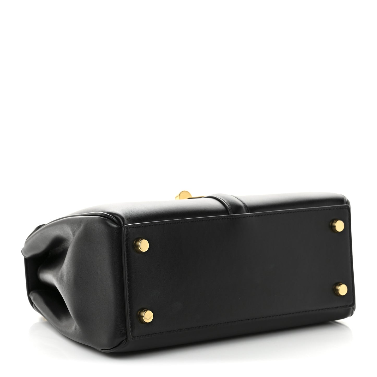 Satinated Calfskin Small 16 Top Handle Bag Black