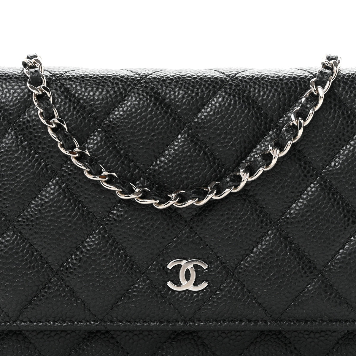 Caviar Quilted Wallet on Chain WOC Black