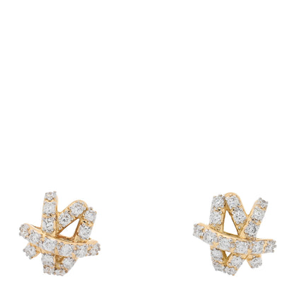 David Yurman 18K Yellow Gold Diamond 9mm Pave Crossover Stud Earrings 1 of 4