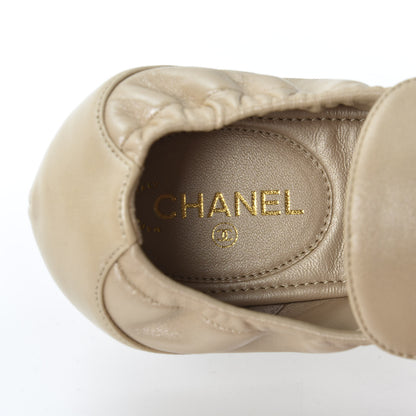 Chanel Laminated Lambskin Womens Quilted Elastic CC Moccasin Loafers 36.5 Beige 8 of 11