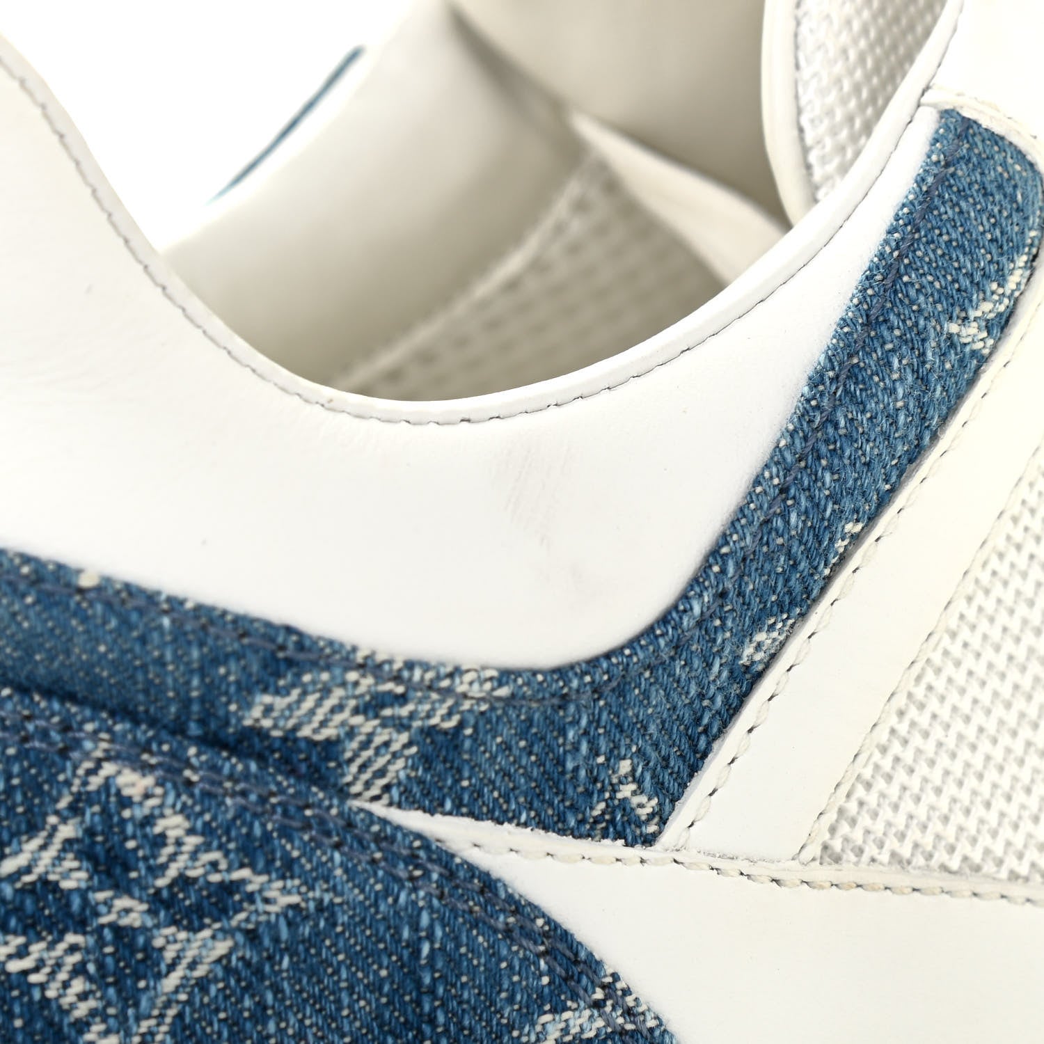 Louis Vuitton Calfskin Monogram Denim Run Away Sneakers 38 White 9 of 11
