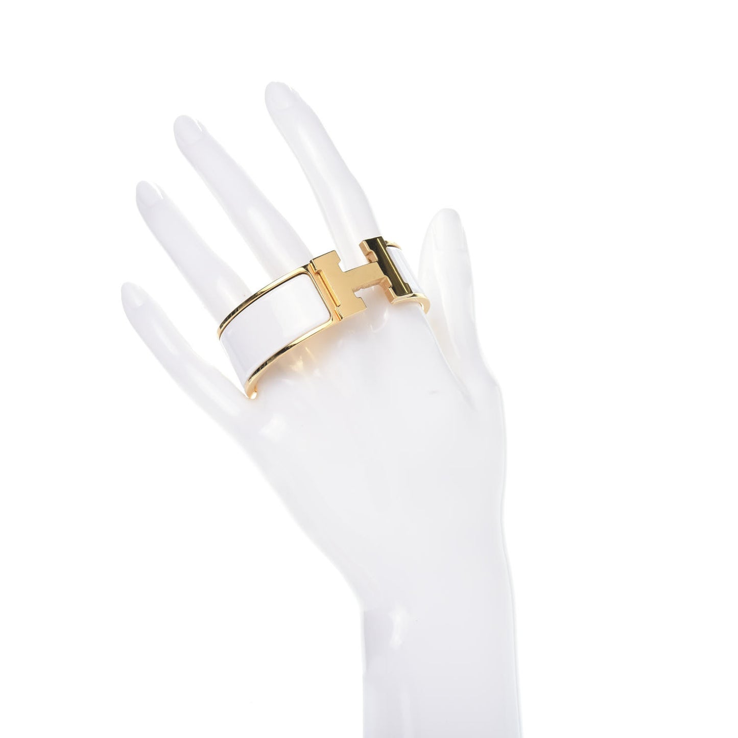 Enamel Wide Clic Clac H Bracelet PM White