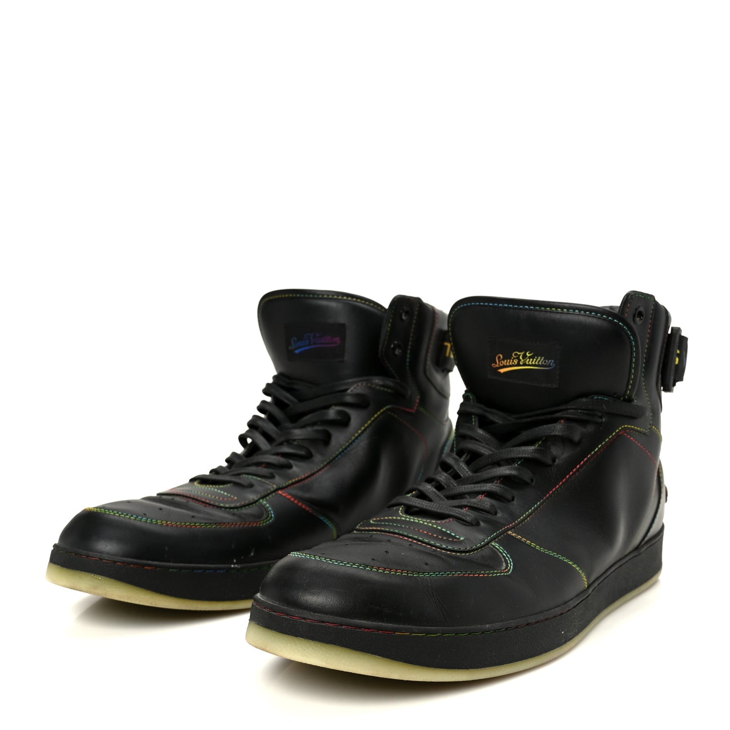 Calfskin Rivoli High Top Sneakers 12 Black Multicolor