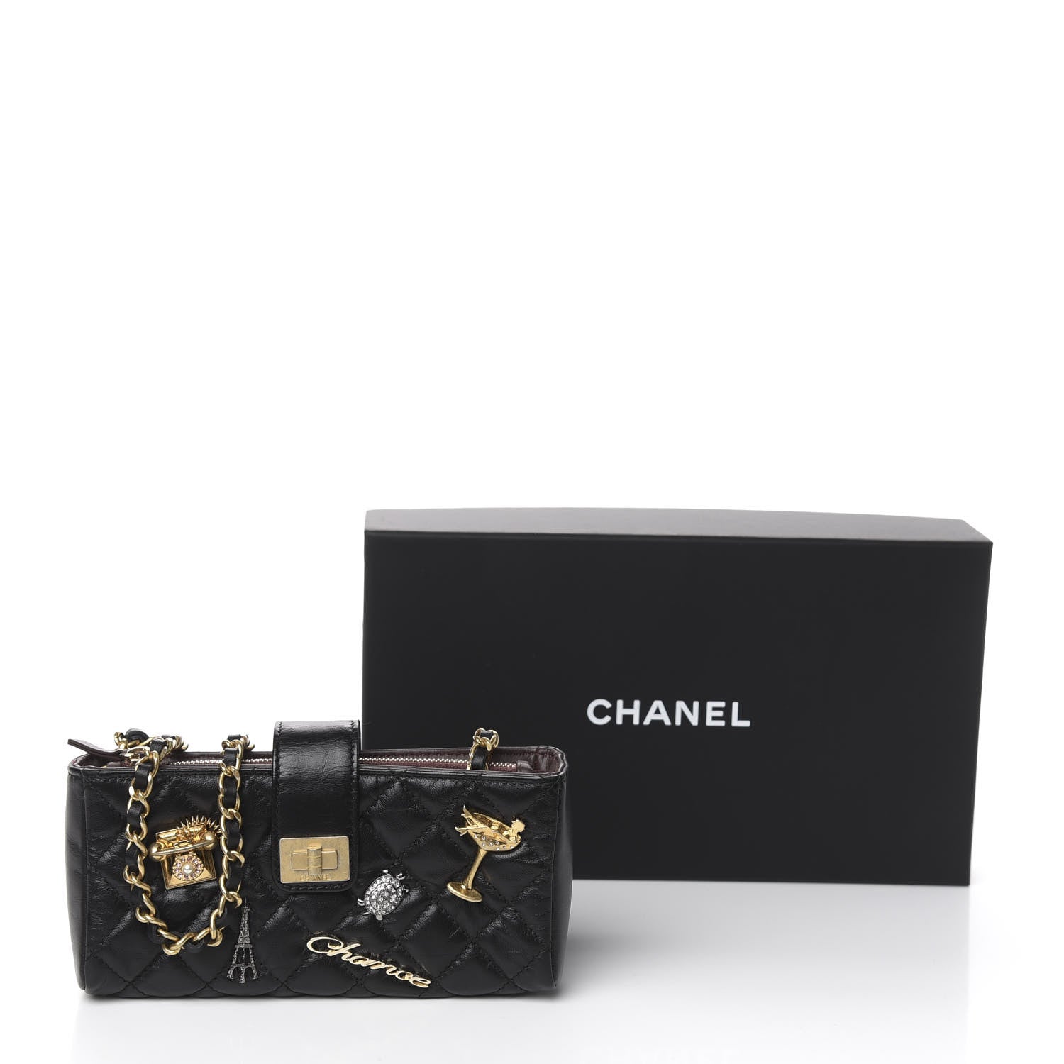 Chanel Aged Calfskin Lucky Charms 2.55 Reissue Mini Clutch With Chain Black 13 of 13