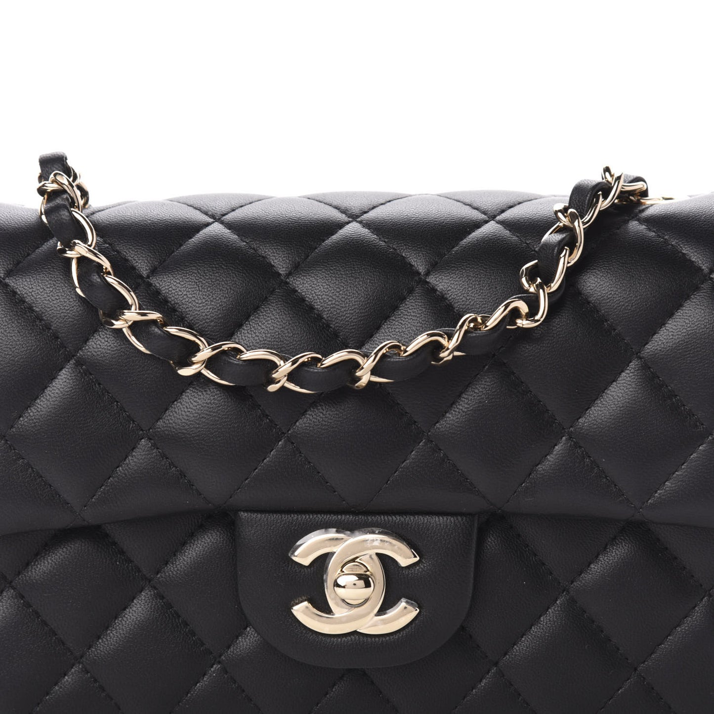 Lambskin Quilted Mini Rectangular Flap Black