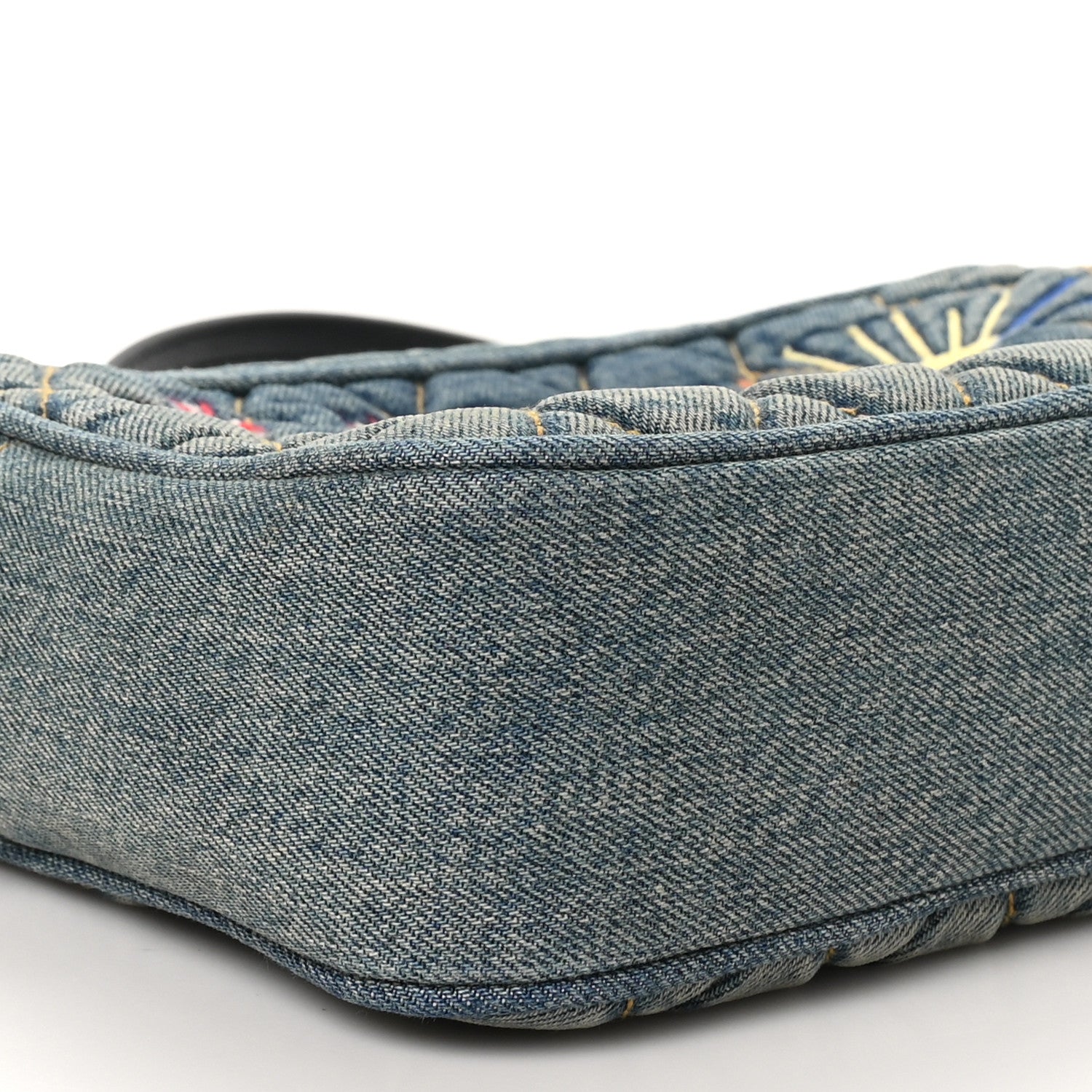 Saint Laurent Denim Matelasse Quilted Summer Embroidered Classic Monogram Camera Bag Blue 9 of 10