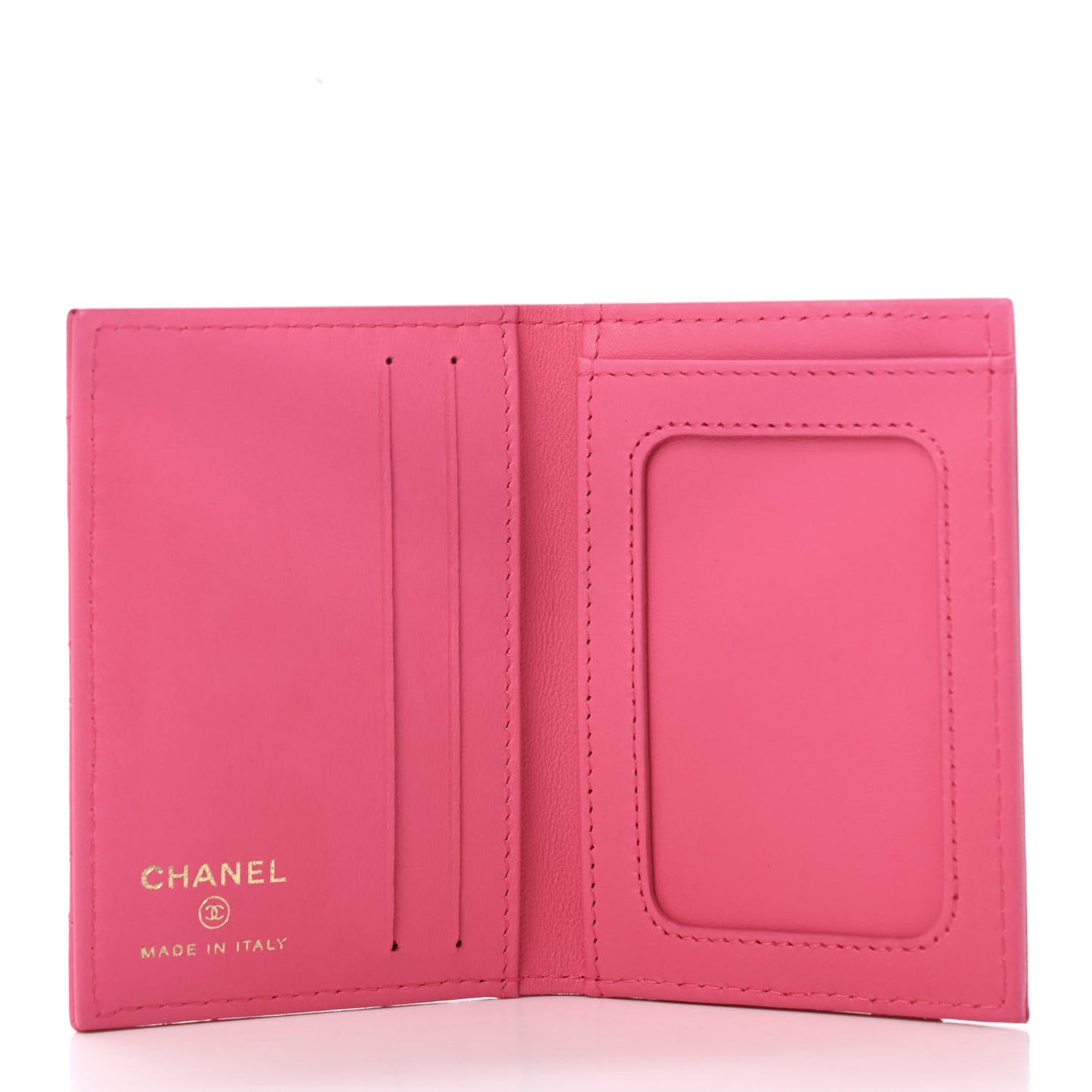 Lambskin Quilted Card Holder Wallet Fuchsia