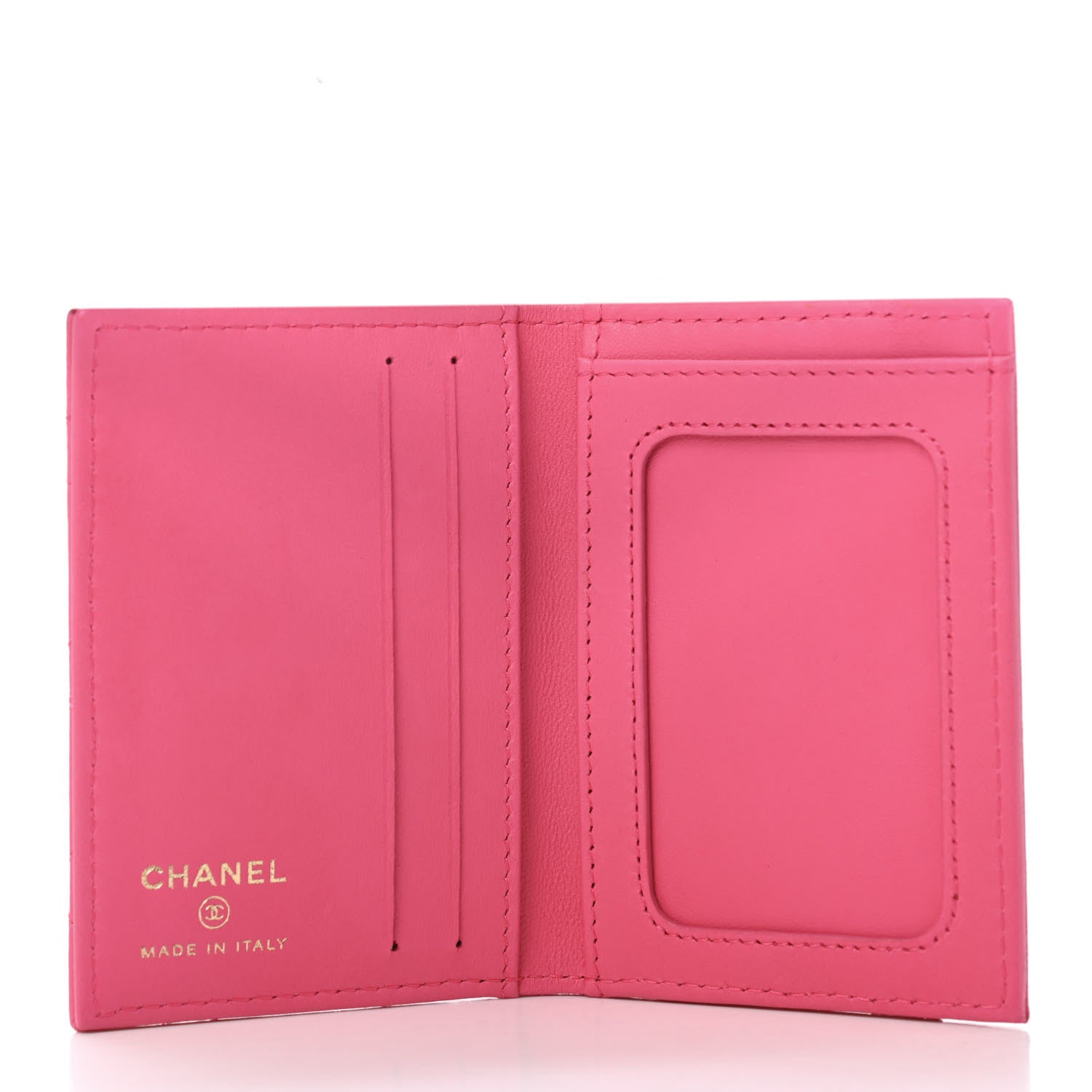 Chanel Lambskin Quilted Card Holder Wallet Fuchsia 4 of 4