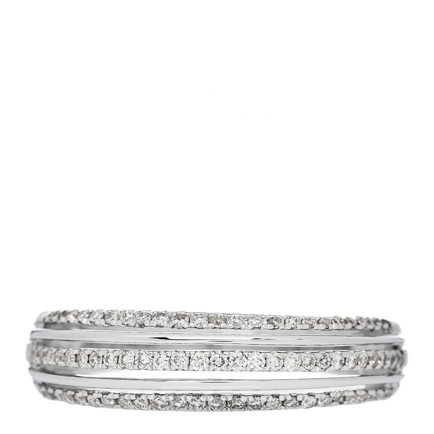 18K White Gold Diamond .24ctw 3 Row Pave Band Ring 53 6.25