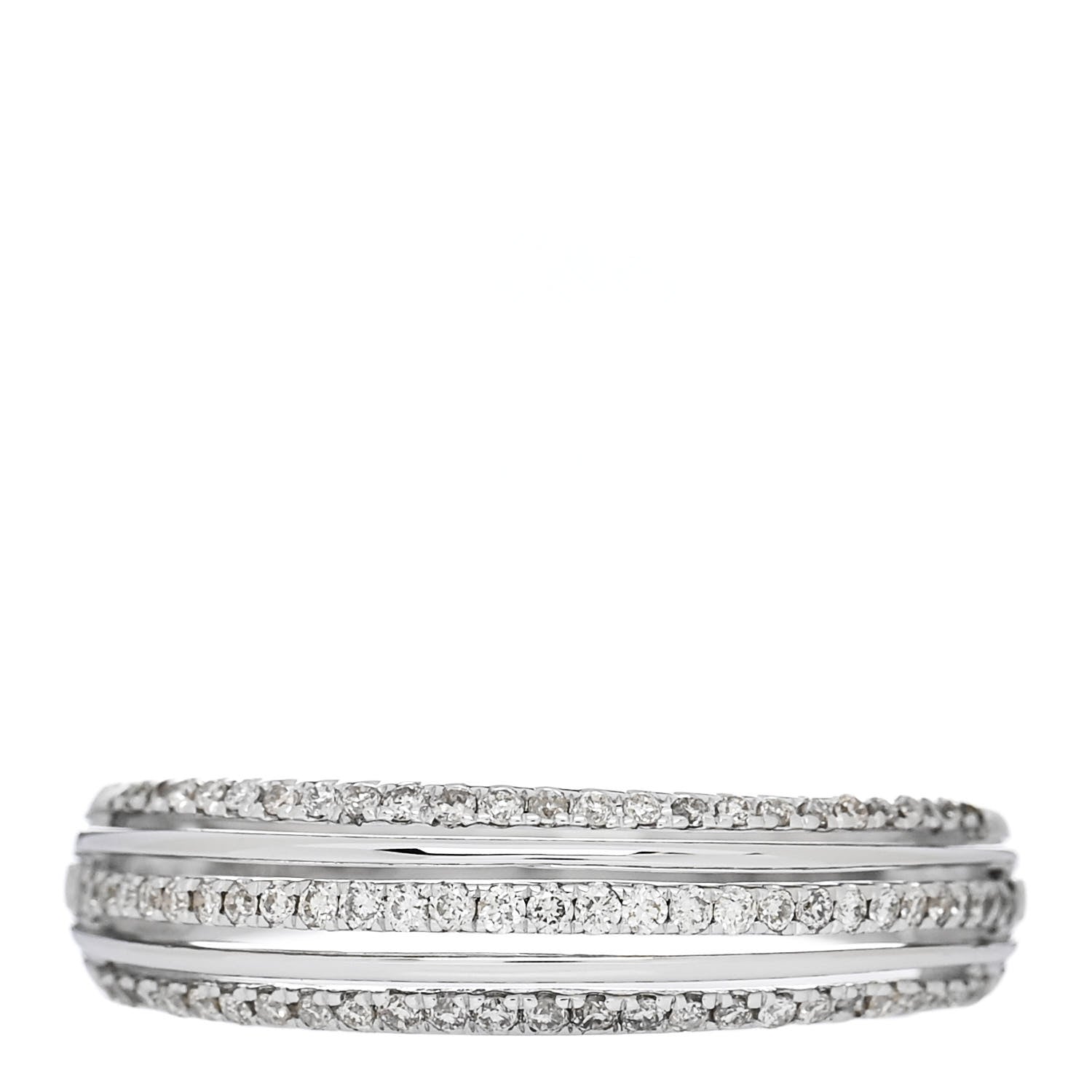 Parker & West by FASHIONPHILE 18K White Gold Diamond .24ctw 3 Row Pave Band Ring 53 6.25 1 of 13