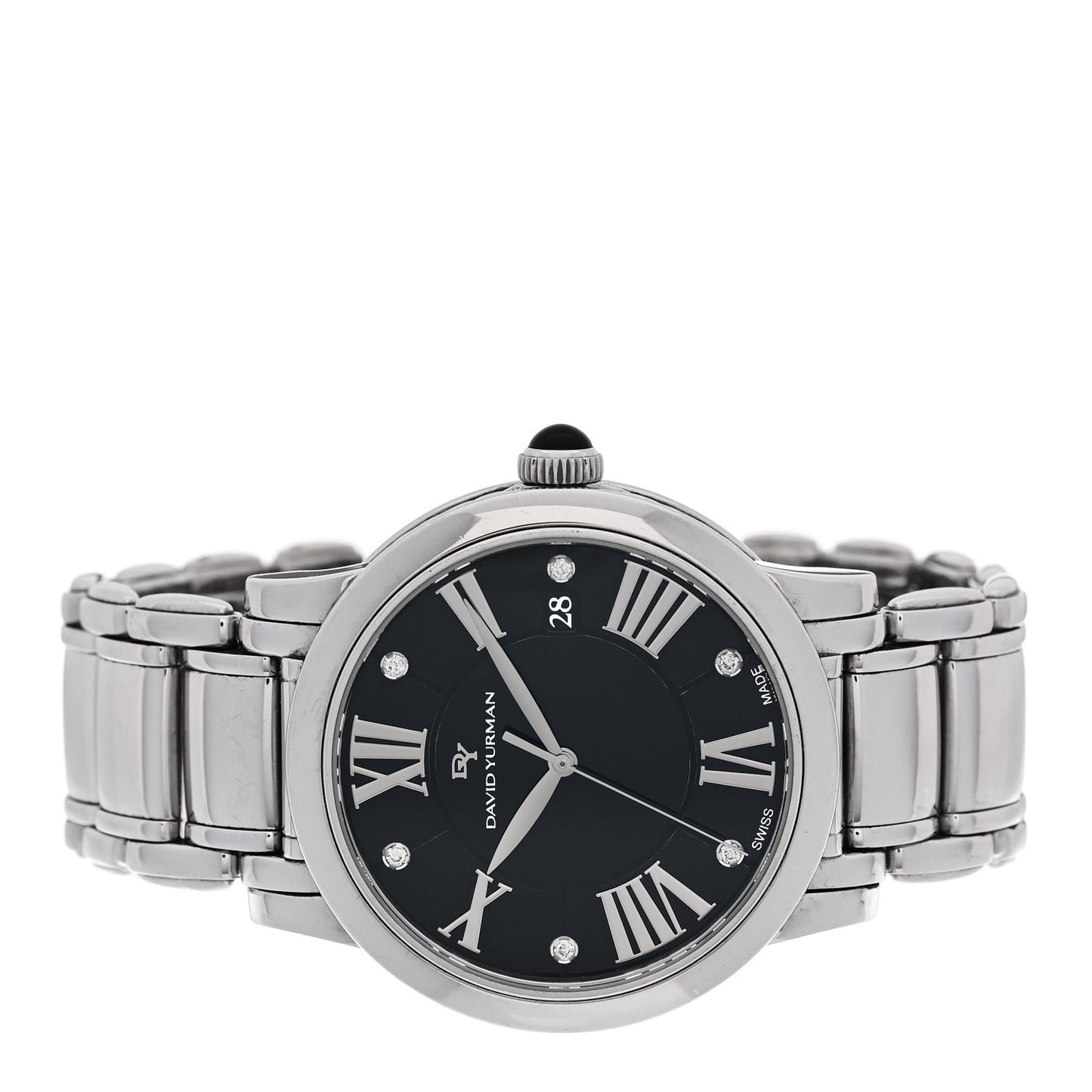 Stainless Steel Diamond 38mm Classic Quartz Watch Black