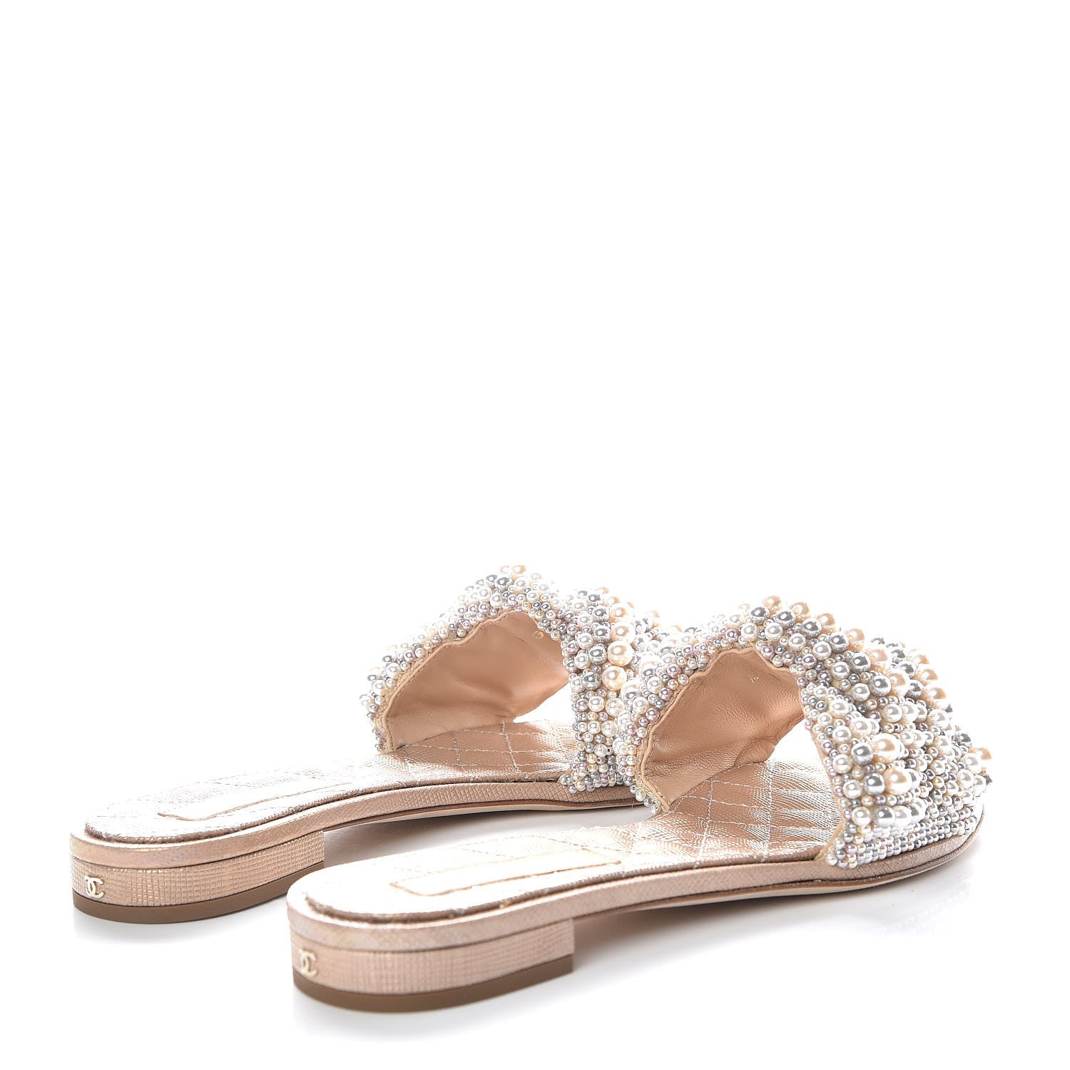 Chanel Lambskin Pearl Cord CC Mules 39 Beige 4 of 8