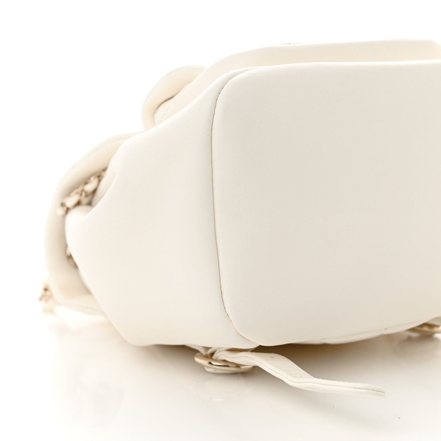 Lambskin Quilted Small Duma Drawstring Backpack White