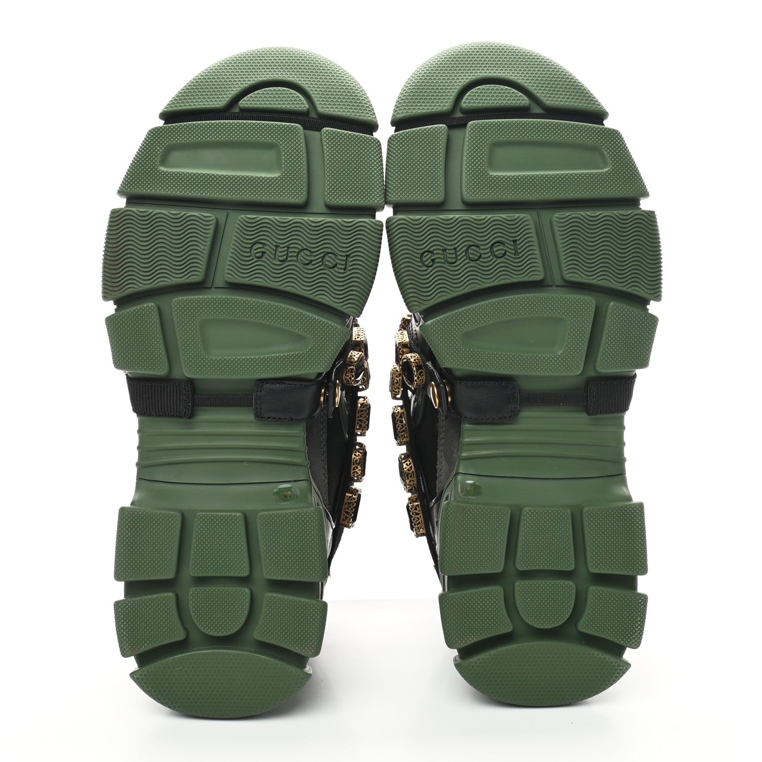 Gucci X SEGA Mesh Suede Calfskin Removable Crystals Flashtrek Sneakers 41 Loess Black Olive Green 5 of 7