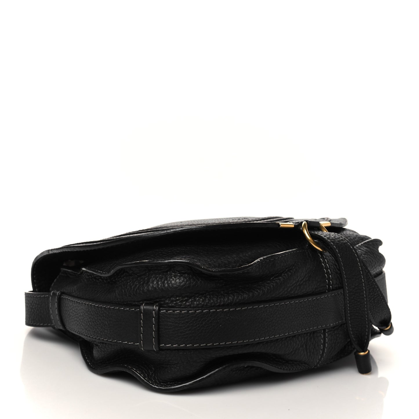 Calfskin Medium Marcie Round Crossbody Bag Black