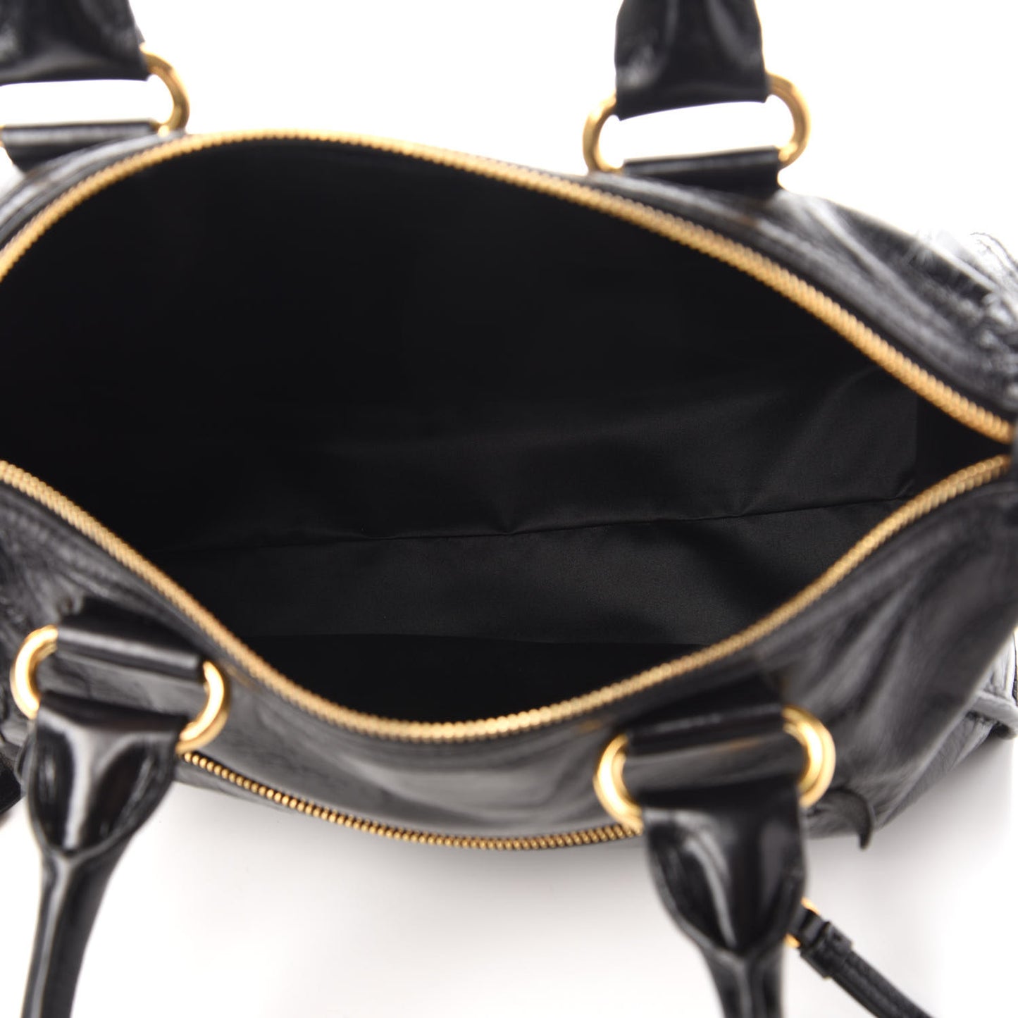 Vitello Shine Zip Tote Black