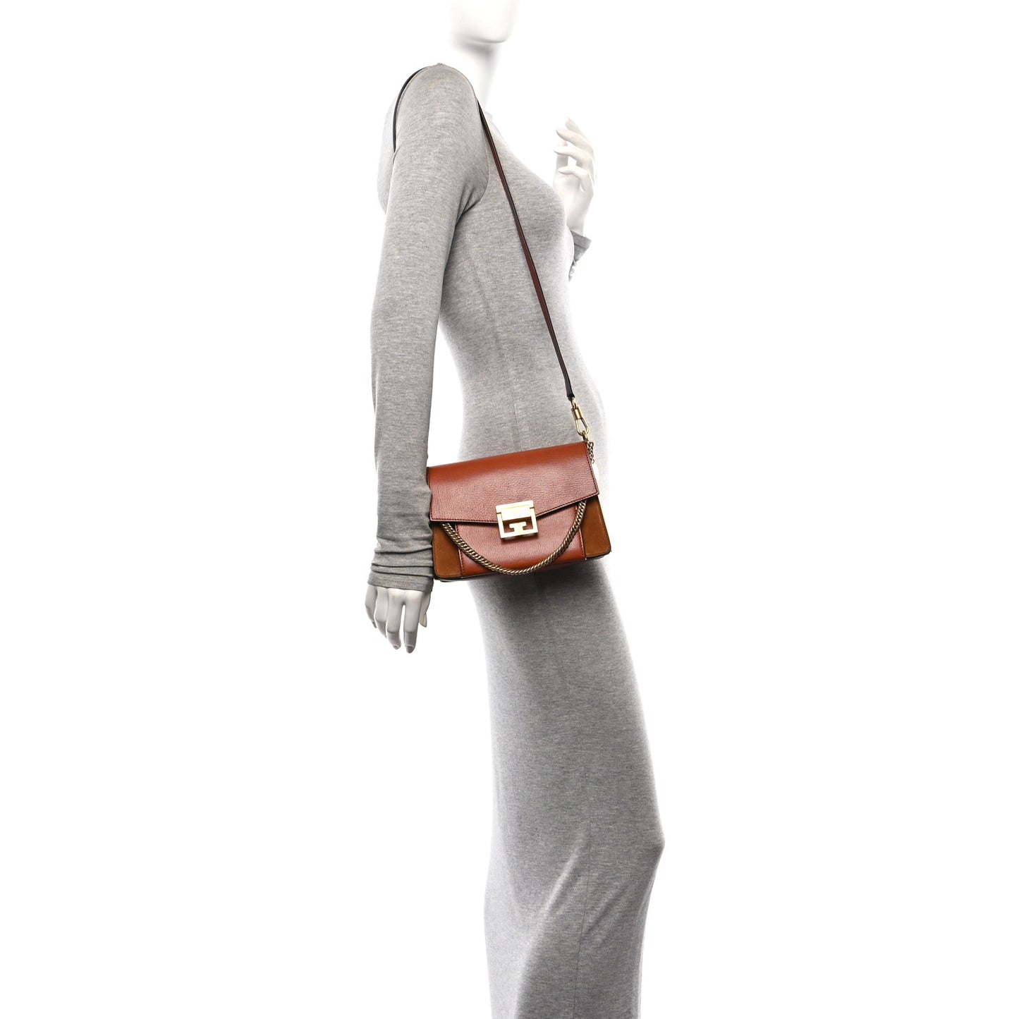 Goatskin Suede Small GV3 Shoulder Bag Chestnut