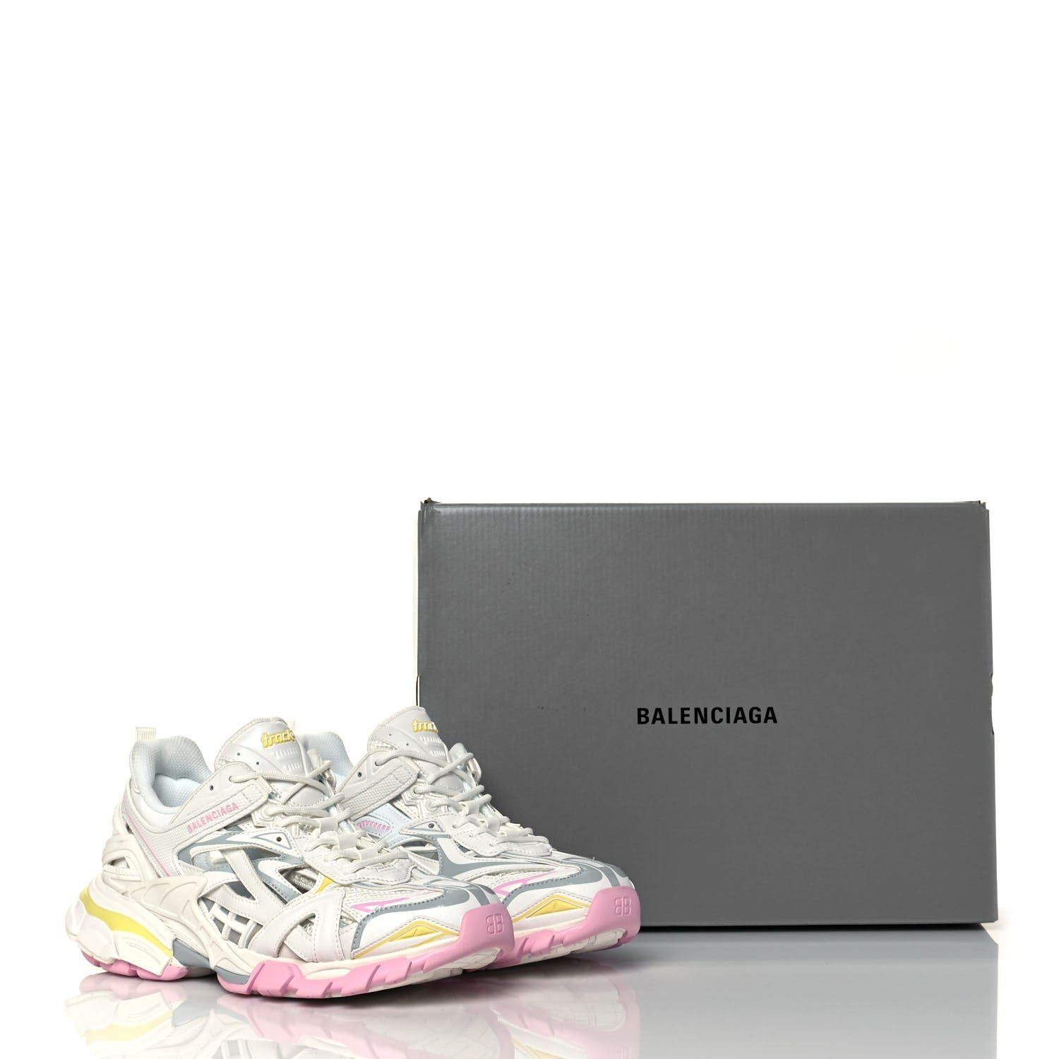 Balenciaga Rubber Mesh Tri-Color Womens Track.2 Open Sneakers 40 Light Yellow Light Pink Light Blue 8 of 8