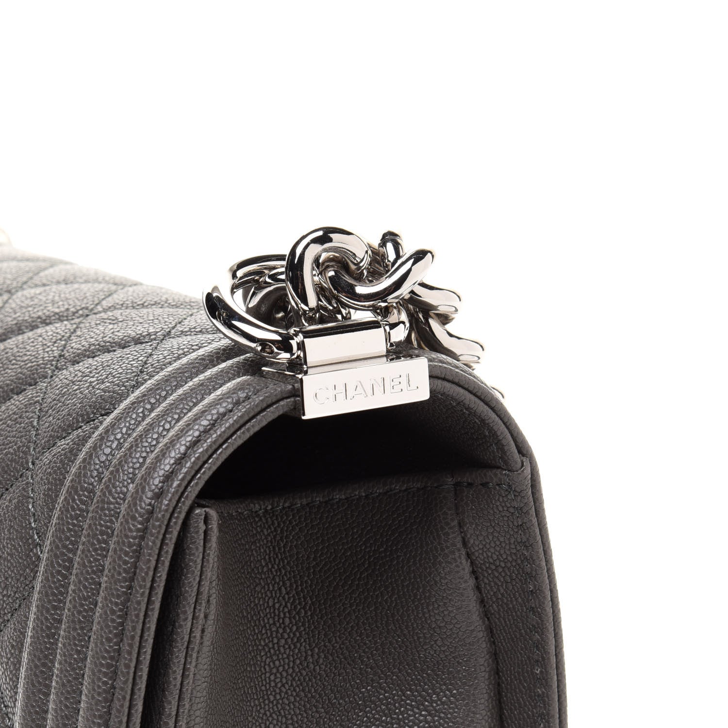 Chanel Caviar Quilted Medium Boy Flap Grey 9 of 12
