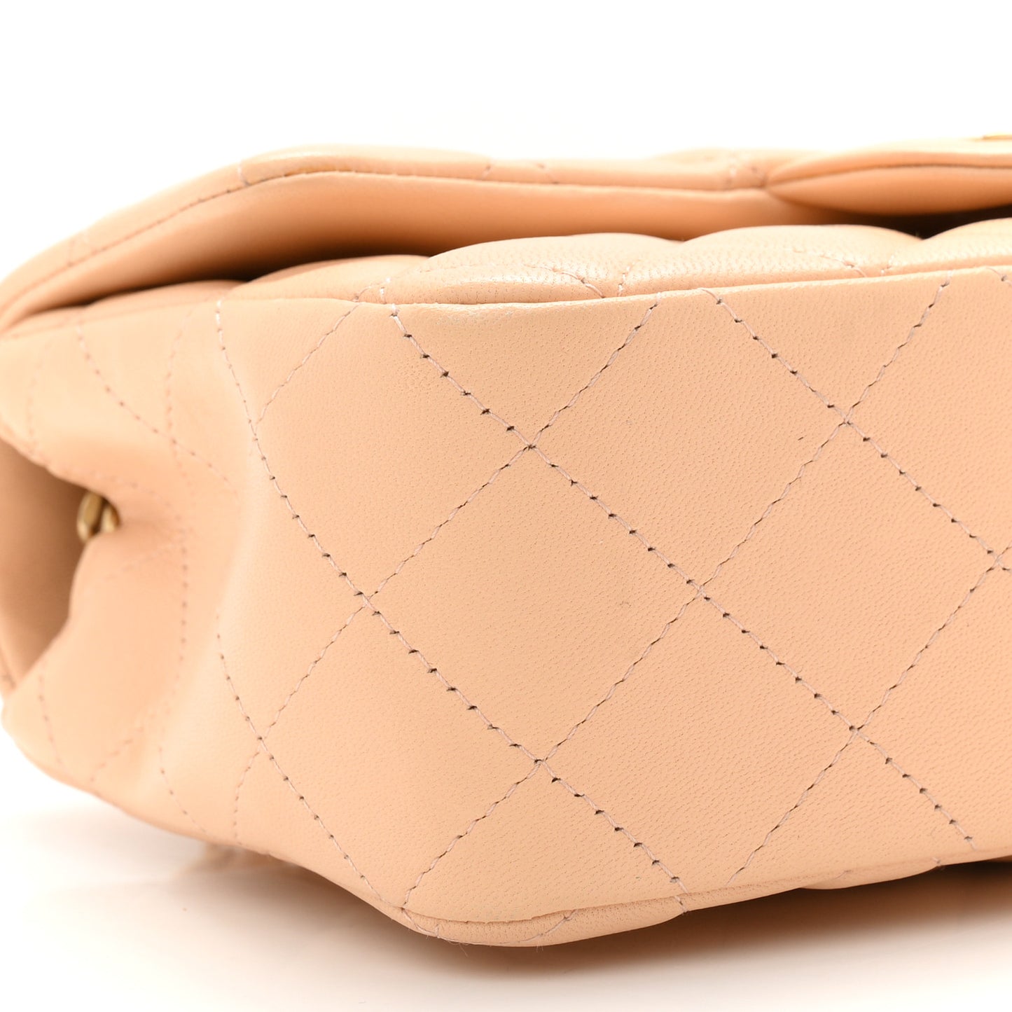 Lambskin Quilted Mini Rectangular Flap Beige