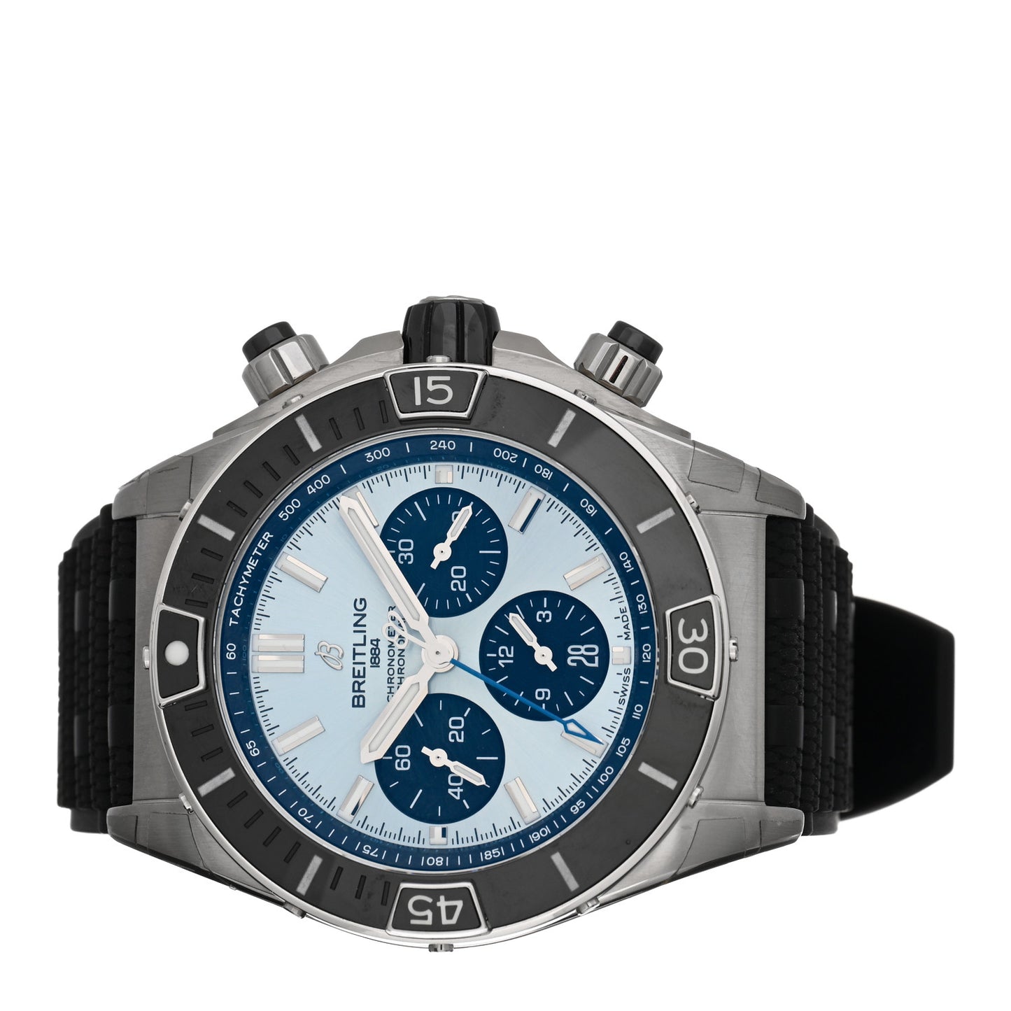 Stainless Steel Rubber 44mm Chronomat Automatic Watch Ice Blue PB0136251C1S1