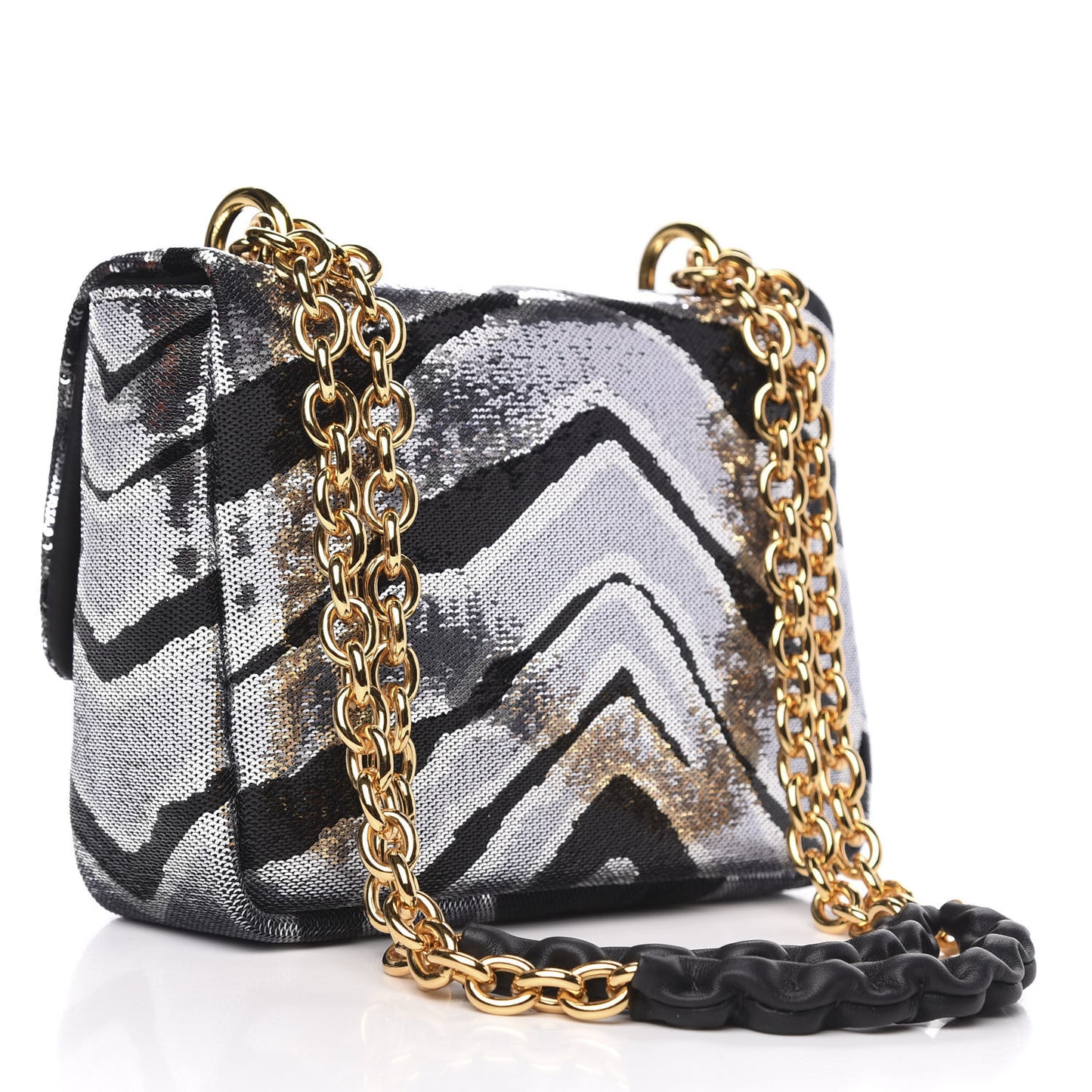 Sequin Zebra Print Natalia Large Bag Black Silver