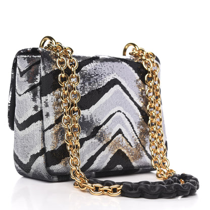 Tom Ford Sequin Zebra Print Natalia Large Bag Black Silver 3 of 8