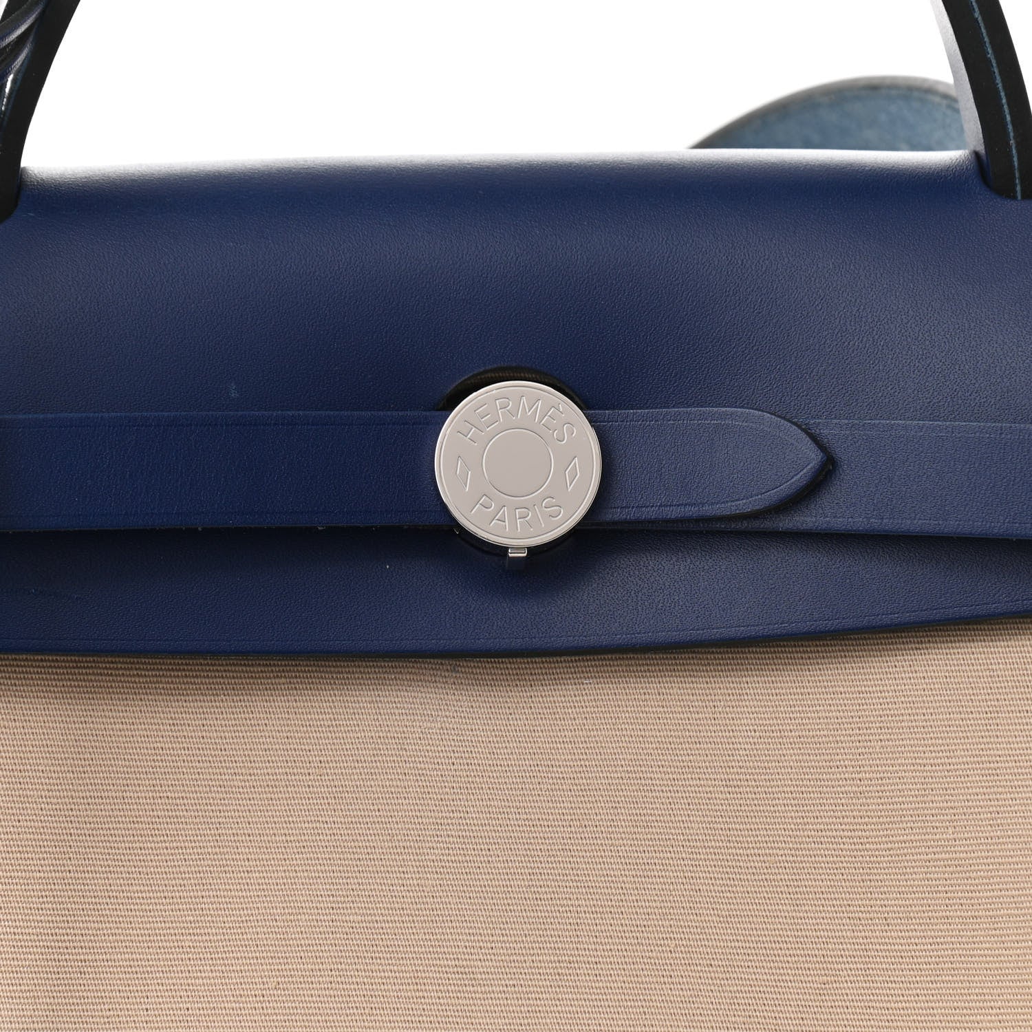 Hermes Military Toile Vache Hunter Herbag Zip 31 PM Bleu De France Ecru 9 of 14