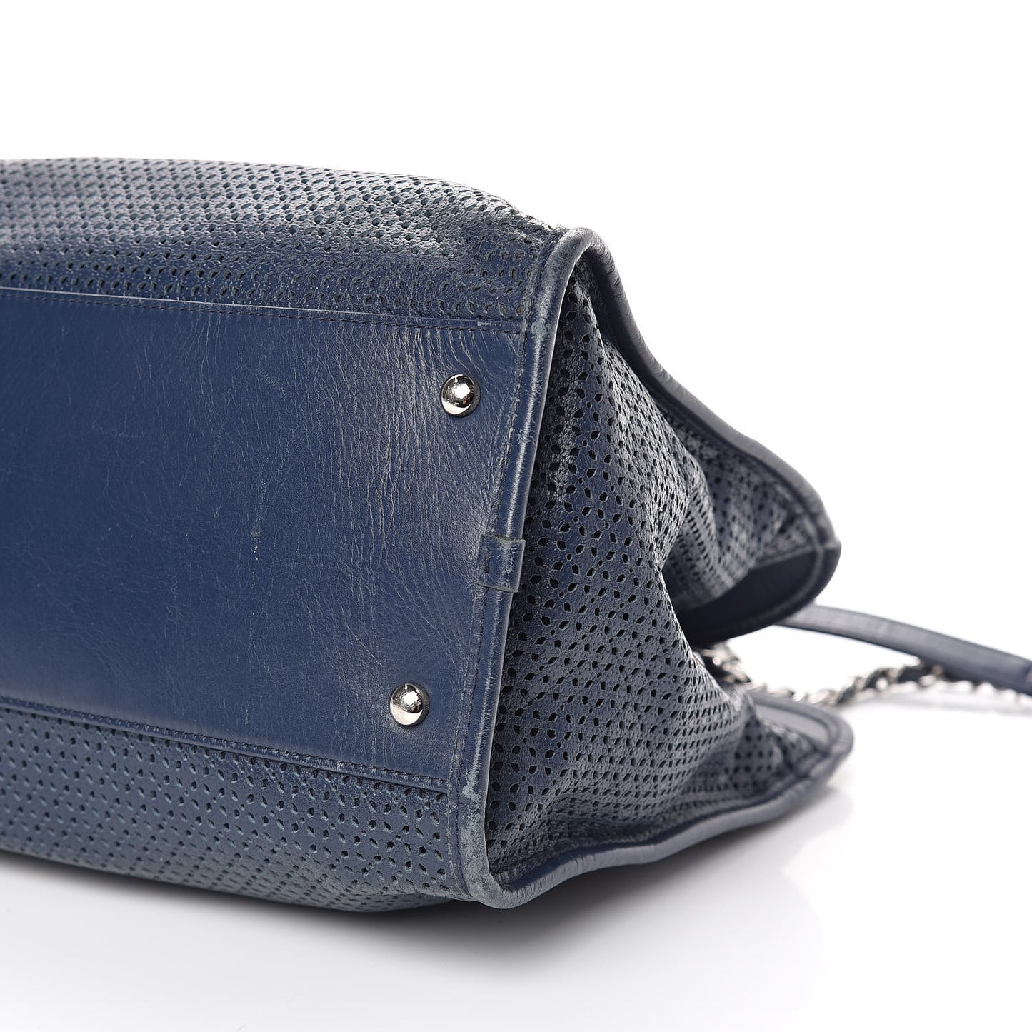 Calfskin Perforated Up In The Air Tote Dark Blue