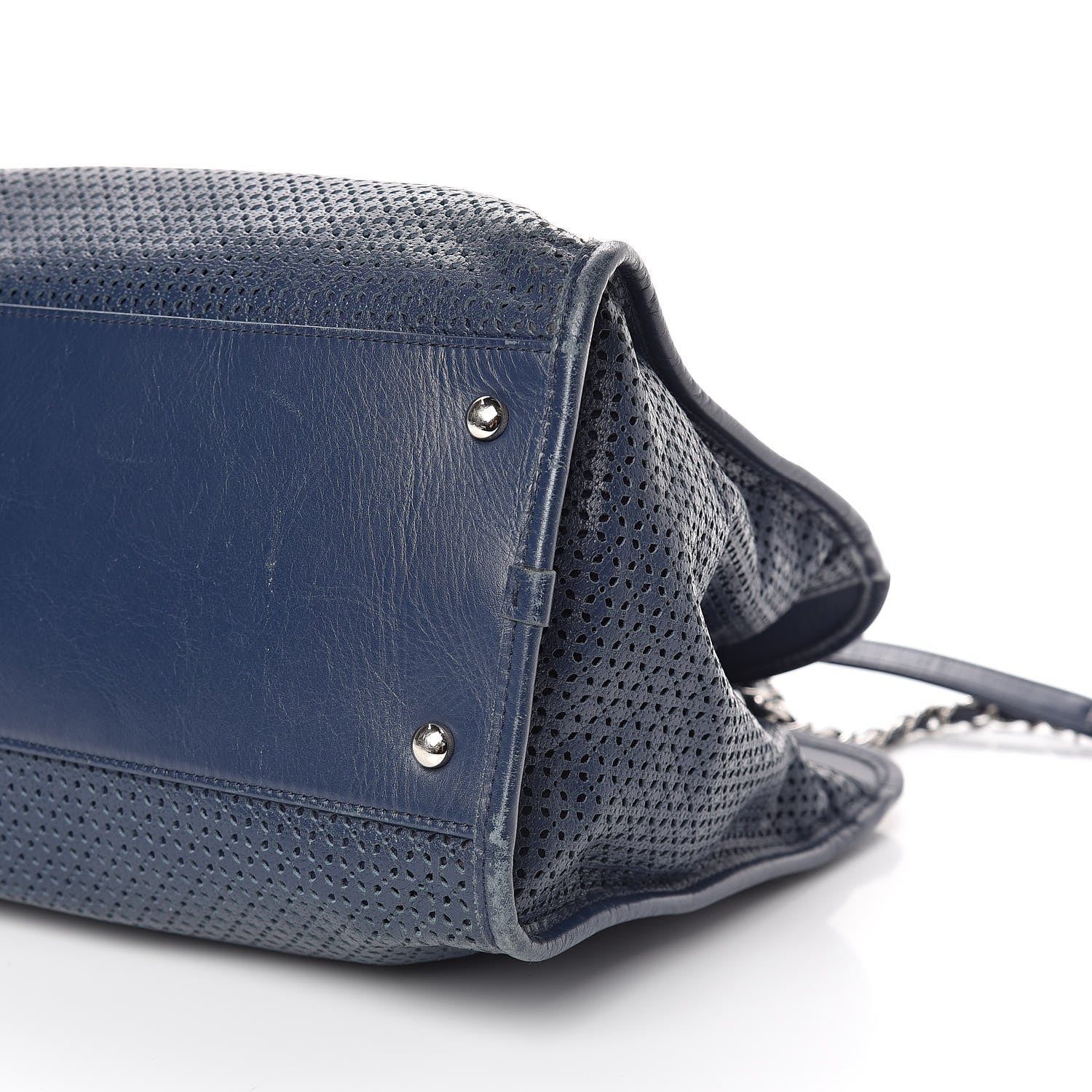Chanel Calfskin Perforated Up In The Air Tote Dark Blue 9 of 15