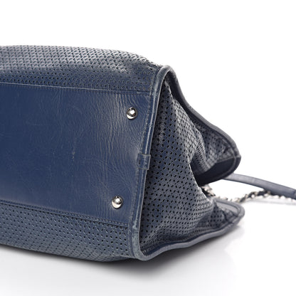 Chanel Calfskin Perforated Up In The Air Tote Dark Blue 9 of 15