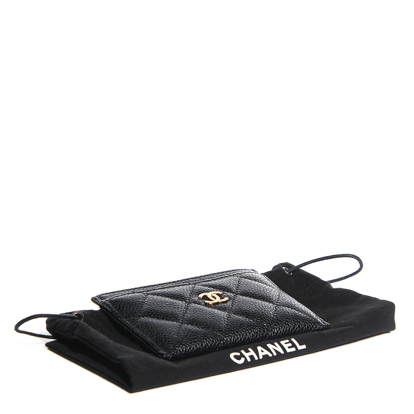 Caviar Quilted Card Holder Black