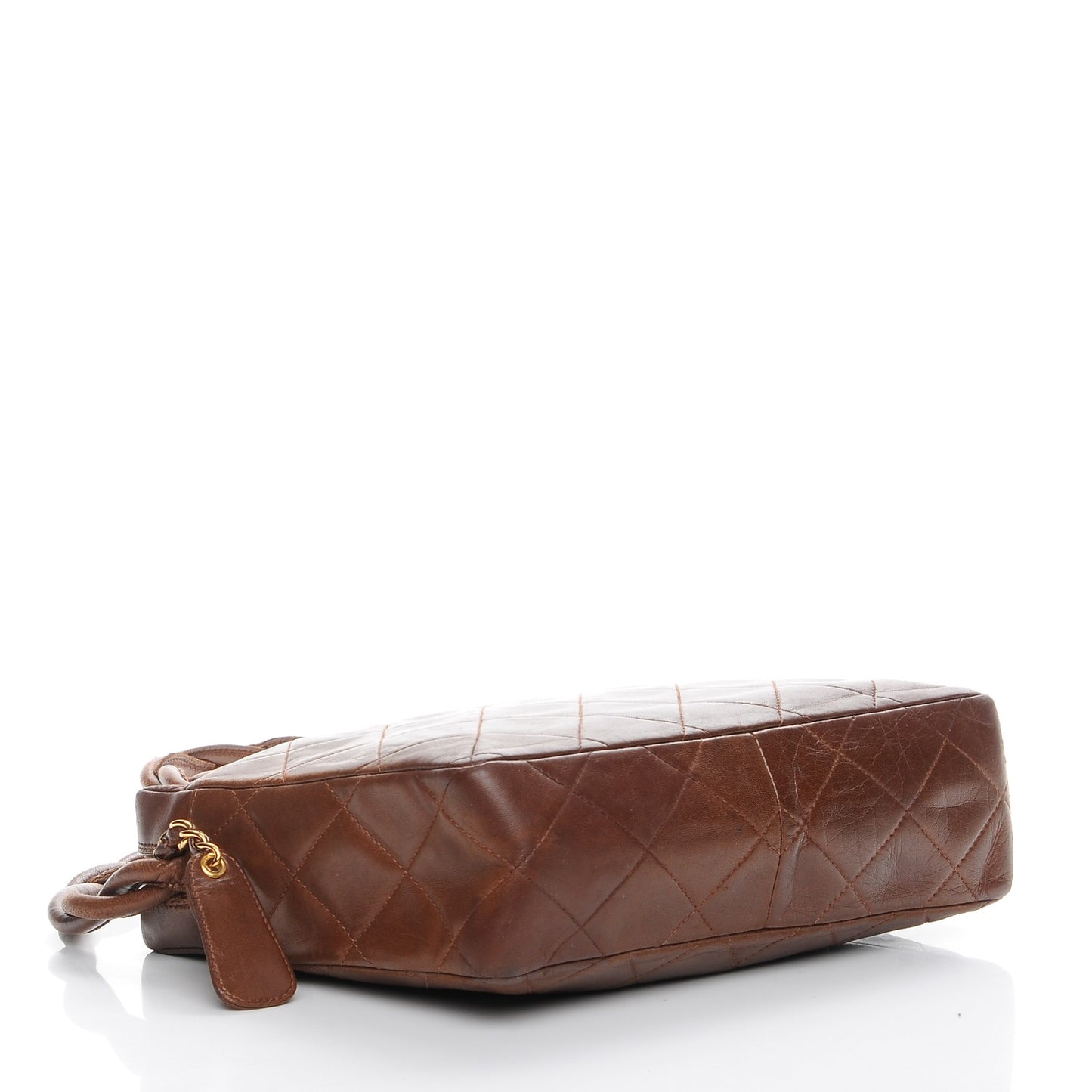 Lambskin Quilted Camera Case Brown