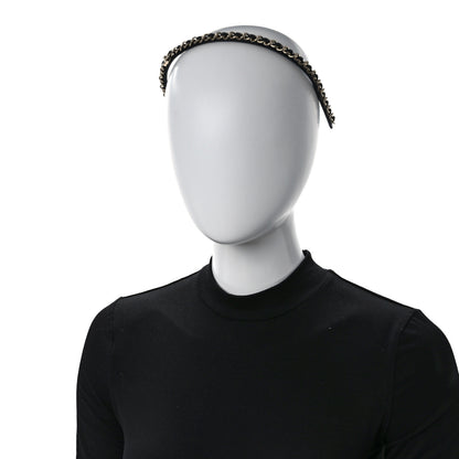 Chanel Metal Lambskin CC Turnlock Chain Headband Gold Black 2 of 8
