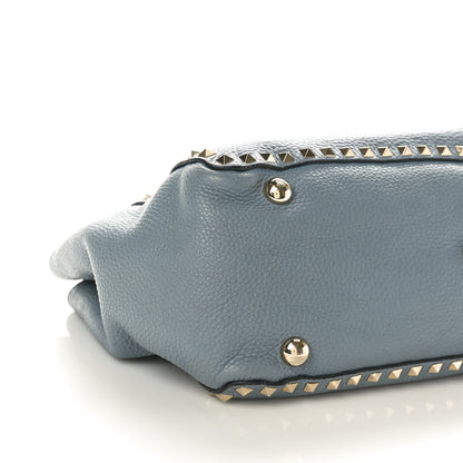 Valentino Garavani Pebbled Calfskin Medium Rockstud Tote Grey 8 of 12