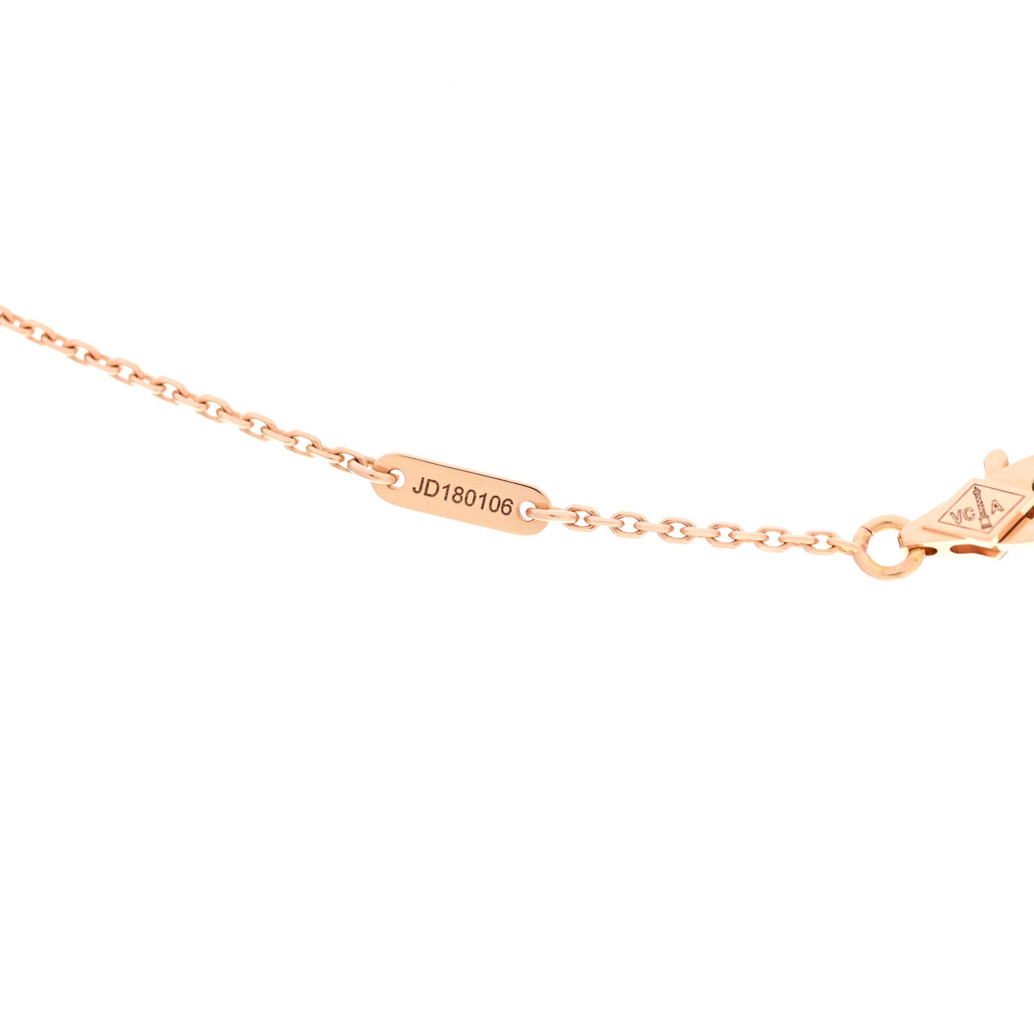 Van Cleef & Arpels 18K Rose Gold Carnelian Sweet Alhambra Pendant Necklace 5 of 7