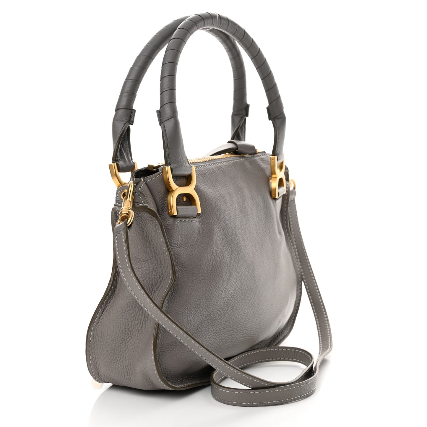 Calfskin Small Marcie Satchel Cashmere Grey